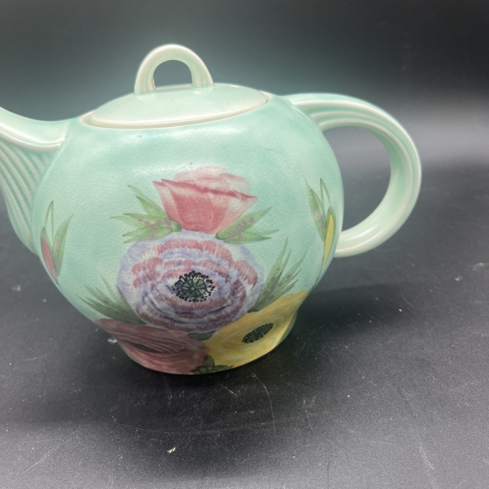 Vintage E Radford Pottery Hand Painted Floral Teapot England Art Deco Shape 340 - Picture 10 of 16